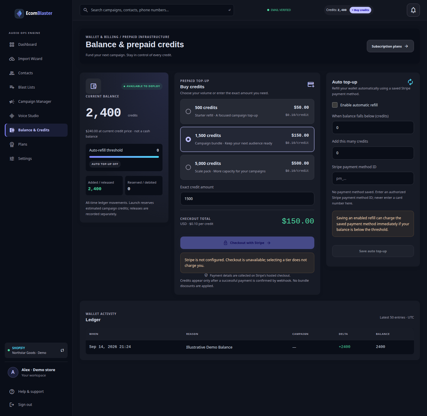 Credit wallet demo