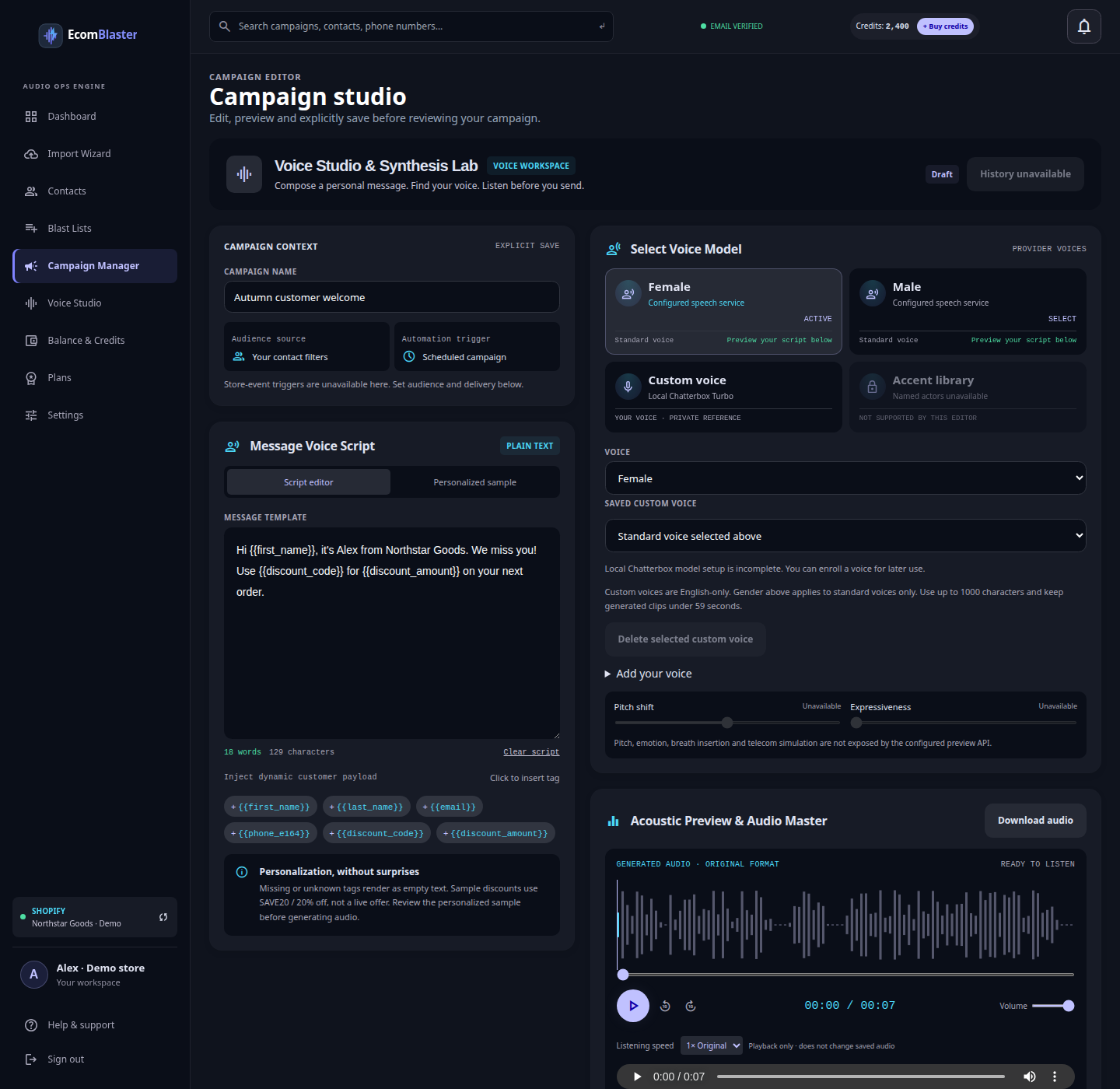Campaign studio demo
